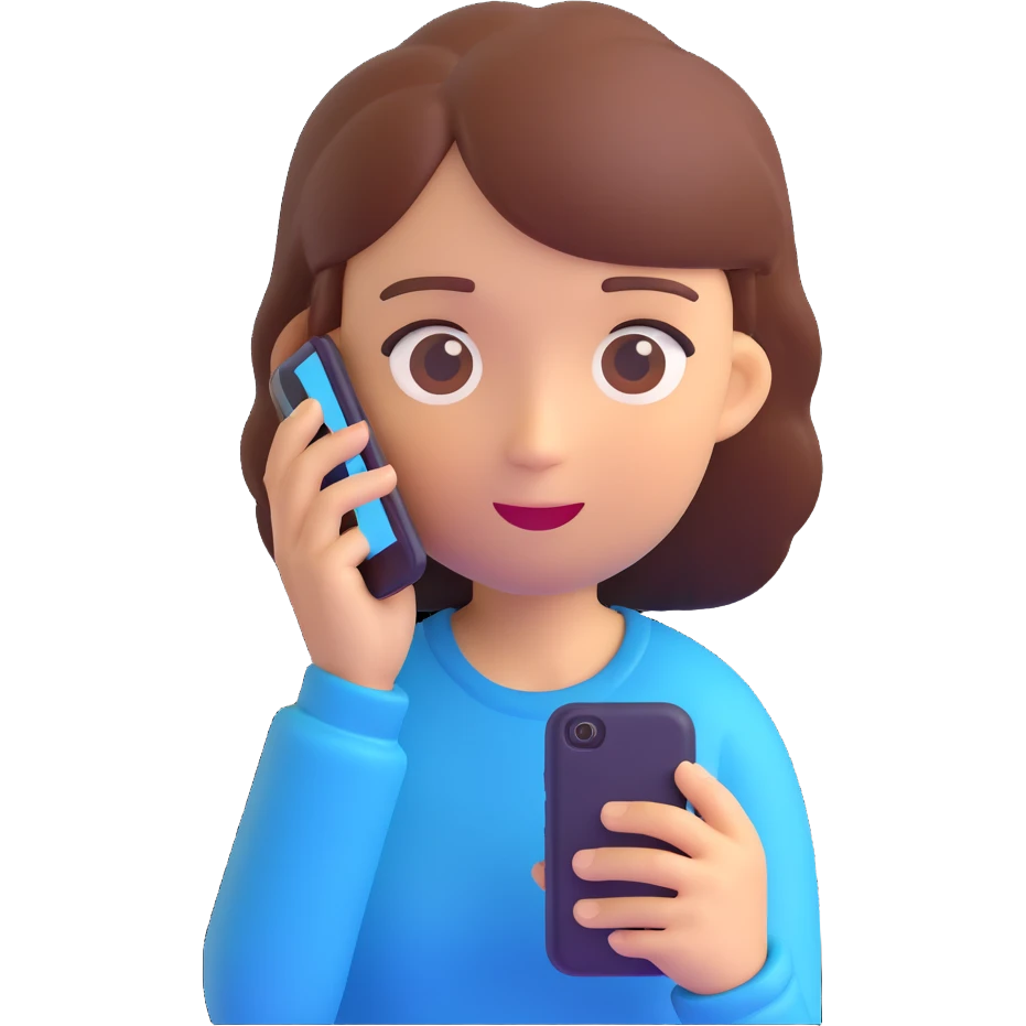 girl looking at mobile phone, 3D emoji style emoji