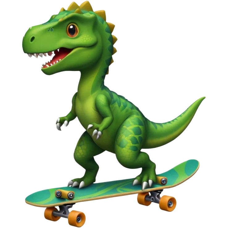 Dinosaur on a skateboard emoji