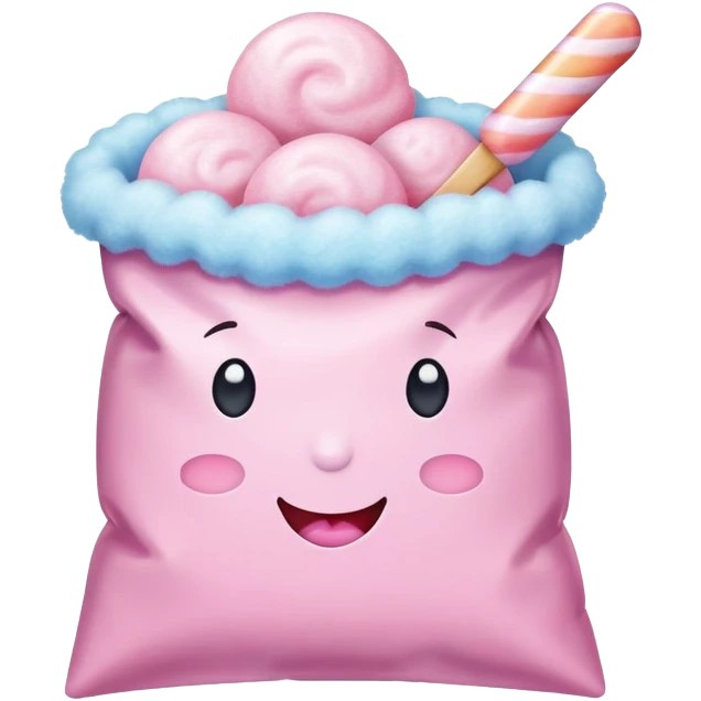 Cotton candy in a bag, packaged fluffy sugar emoji