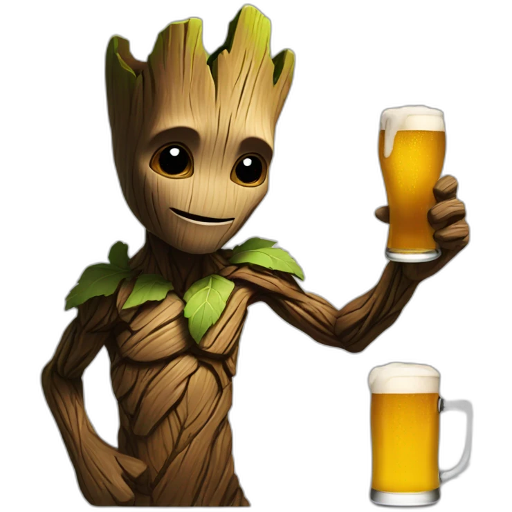 groot drinking a beer emoji