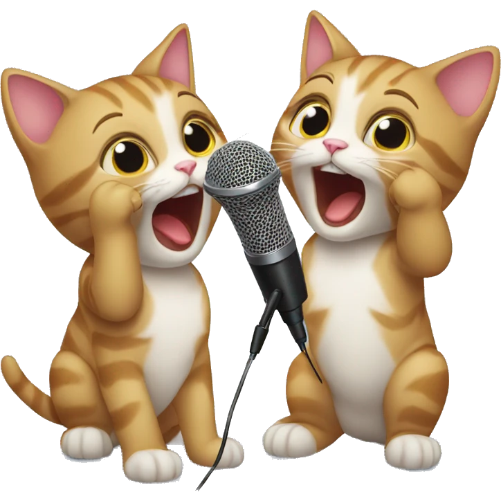 Two kittens doing karaoke  emoji
