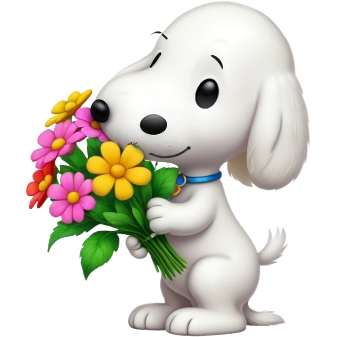 snoopy kissing flowers emoji