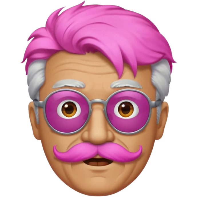 old guy with funny hair and dark shades and pink mustache emoji