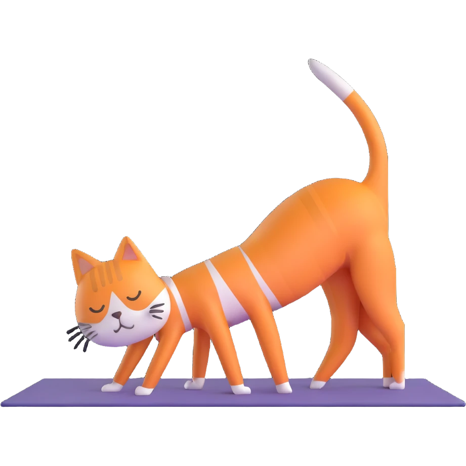 cat in downward dog yoga pose, triangle pose with raised hips emoji