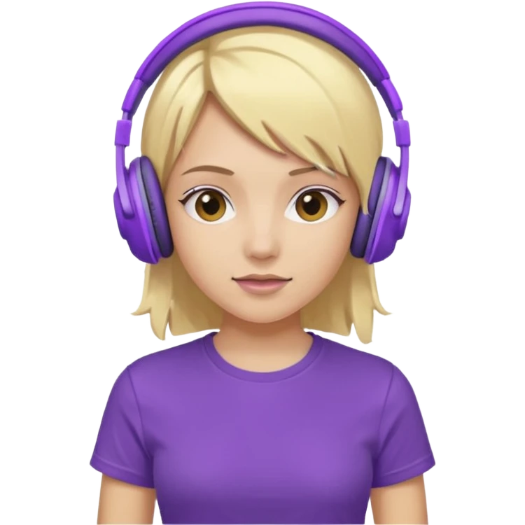 blonde girl with purple headphones and tshirt  emoji