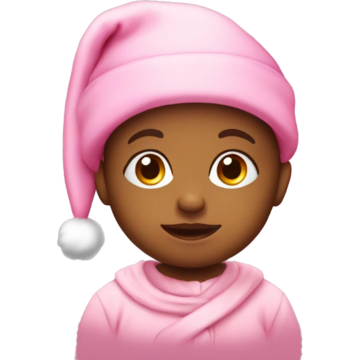 Baby with pink santa hat emoji