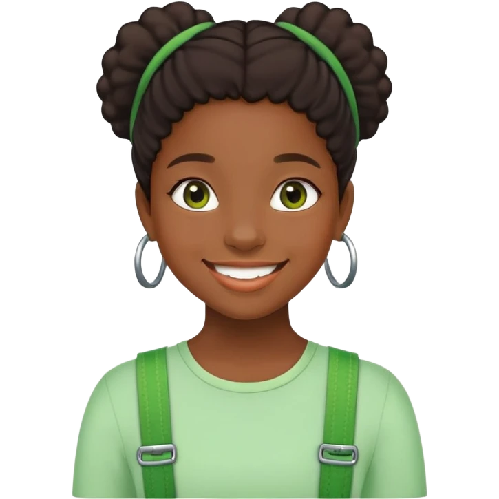 black girl with green braces on her teeth smiling emoji