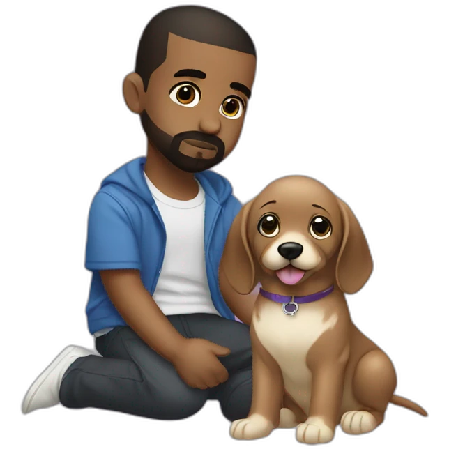drake and kanye west baby petting a purple dog emoji