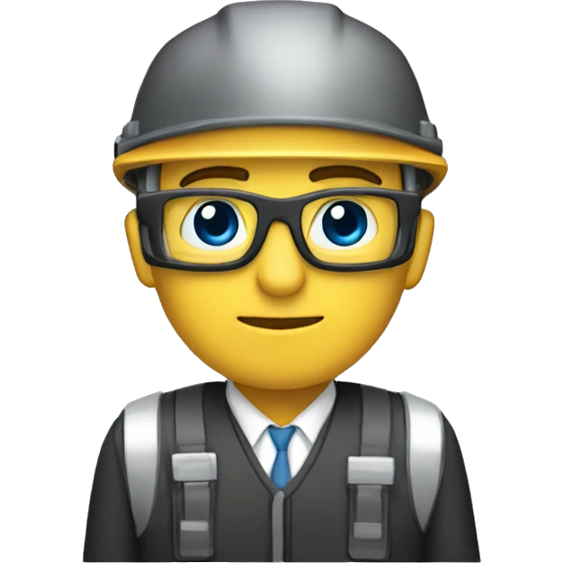 Ingeniero con cascos, lentes de seguridad,  caucacico emoji