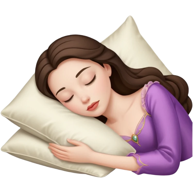 sleeping beauty brunette white girl with a silk pillow emoji