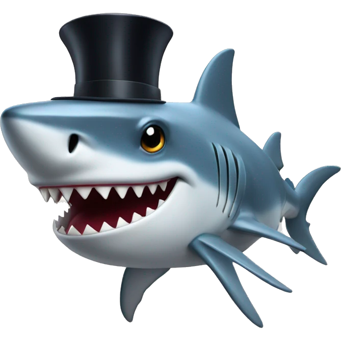Shark with a top hat emoji