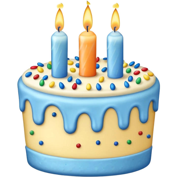 big blue birthday cake with 1 candle emoji