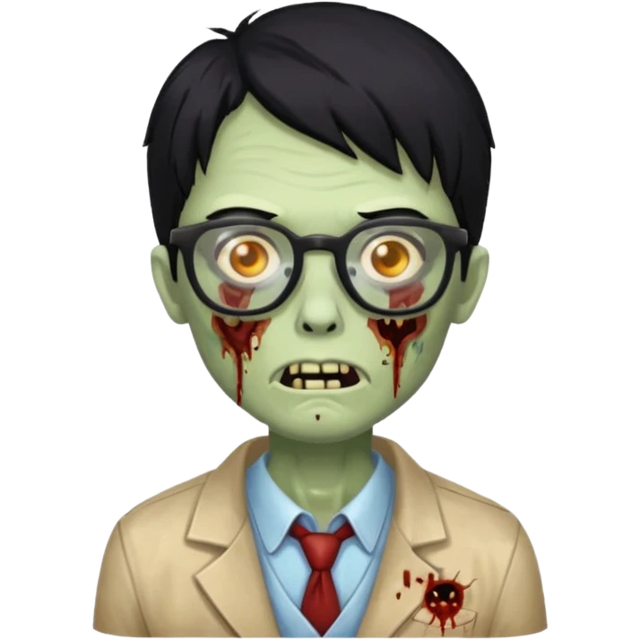 Um zombie com óculos e cabelo preto emoji