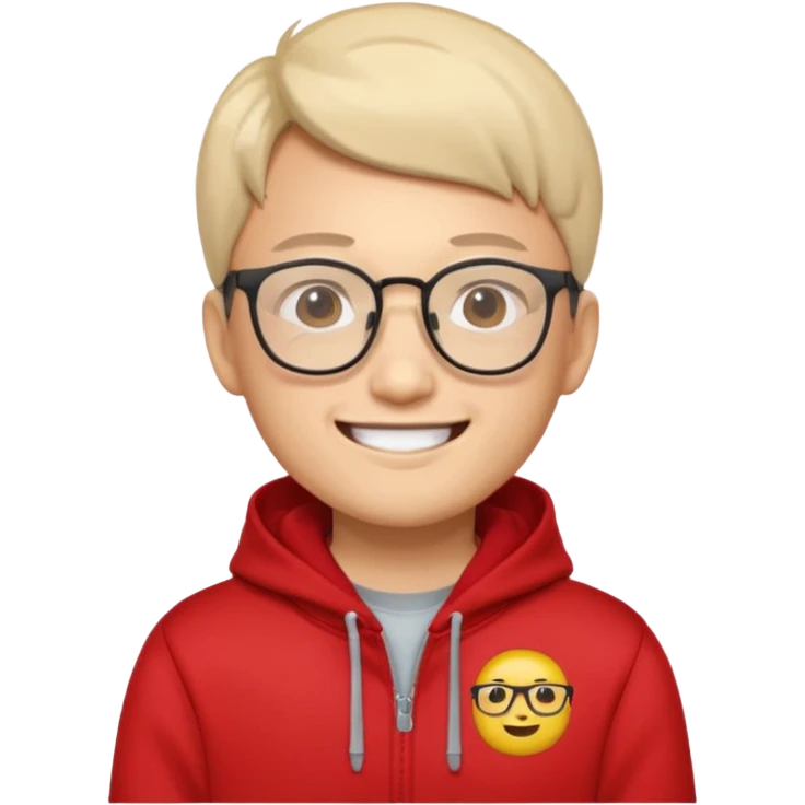 cartoon face with glasses and red Harvard hoodie representing Ivan Zhang in emoji style emoji
