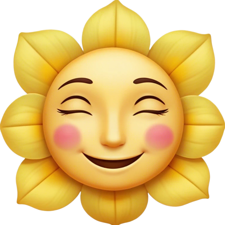 A smiling face with closed, curved eyes and a small flower on the side, symbolizing contentment, gratitude, and personal growth. 😊🌸 emoji