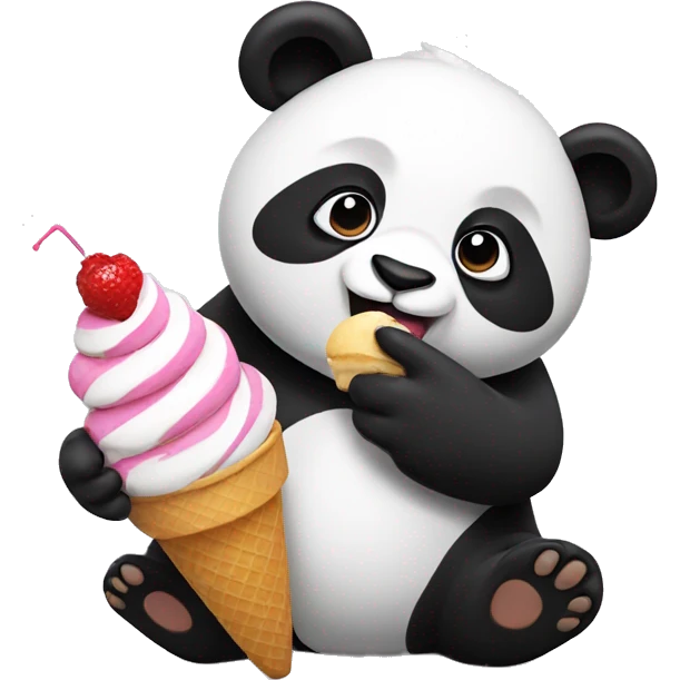 Panda eating ice cream emoji