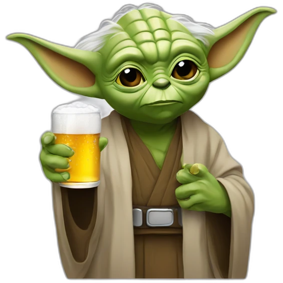 Yoda drinking beer emoji