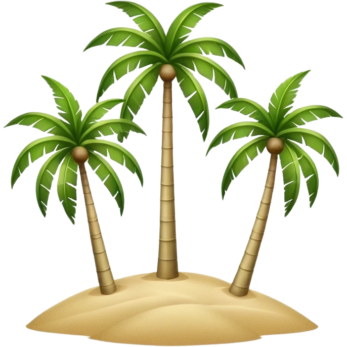 generate realistic detailed 3 palm tree in 3d style with sand  emoji
