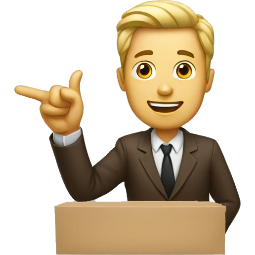 man pointing comment box emoji