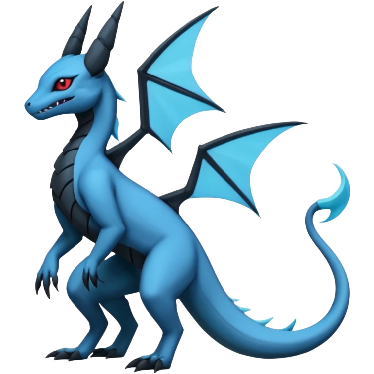 Edgy gothic dark Salandit-Glaceon-Salamence-hybrid-fusion (full body) emoji