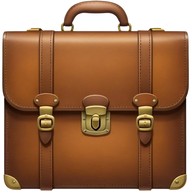 A brown leather briefcase or suitcase, closed, with handle and locks emoji