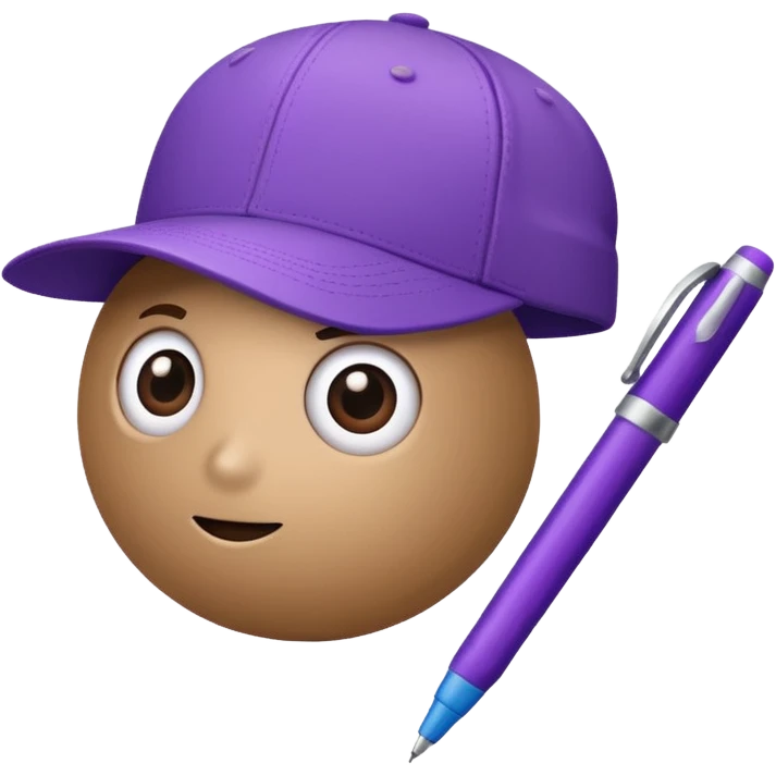 A plastic brown ball cap and the long rectangle purple. (With a pen) And looks like a BFDI style emoji