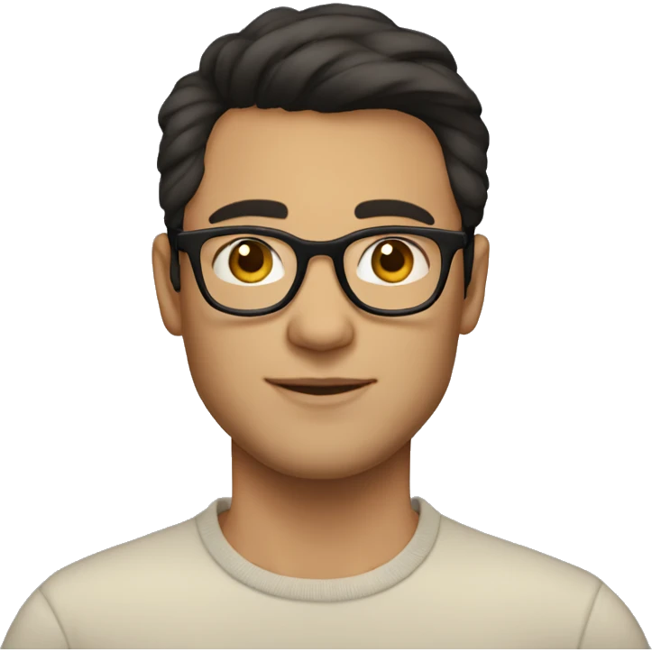 light skinned, handsome dark haired man with glasses wearing a pulover emoji