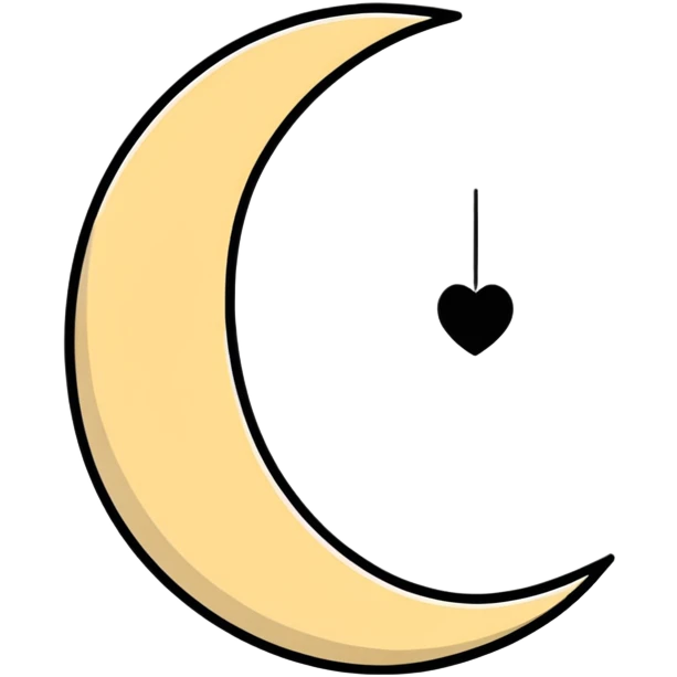khaki crescent moon with a small heart emoji