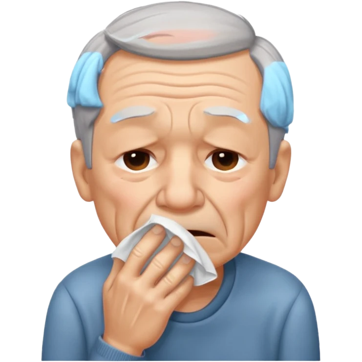 old man sneezing into tisue















 emoji