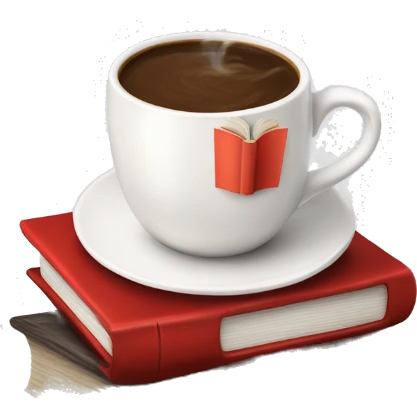 coffe and books red and White ￼ emoji