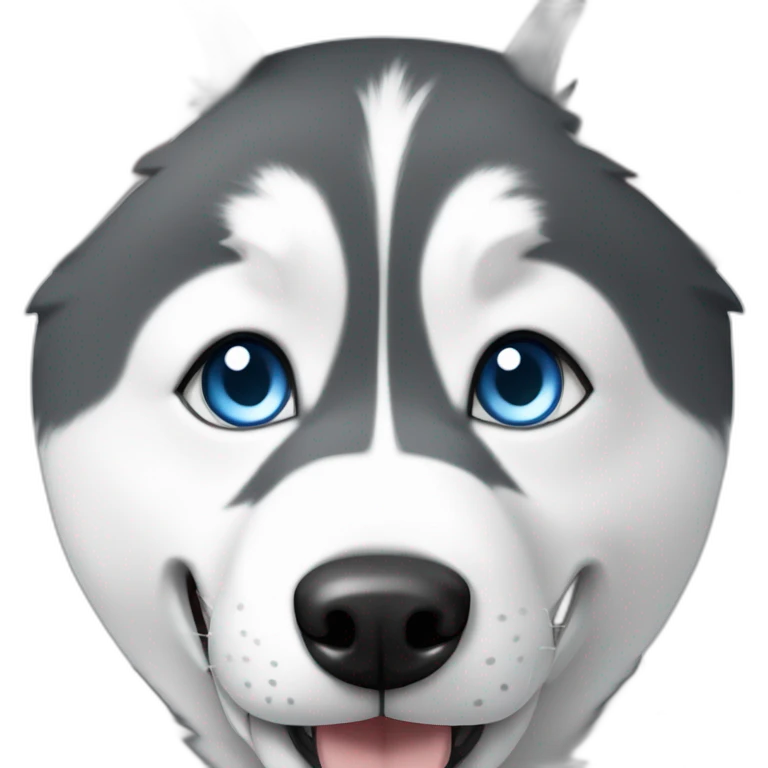Husky dog light grey light blue eyes smile emoji