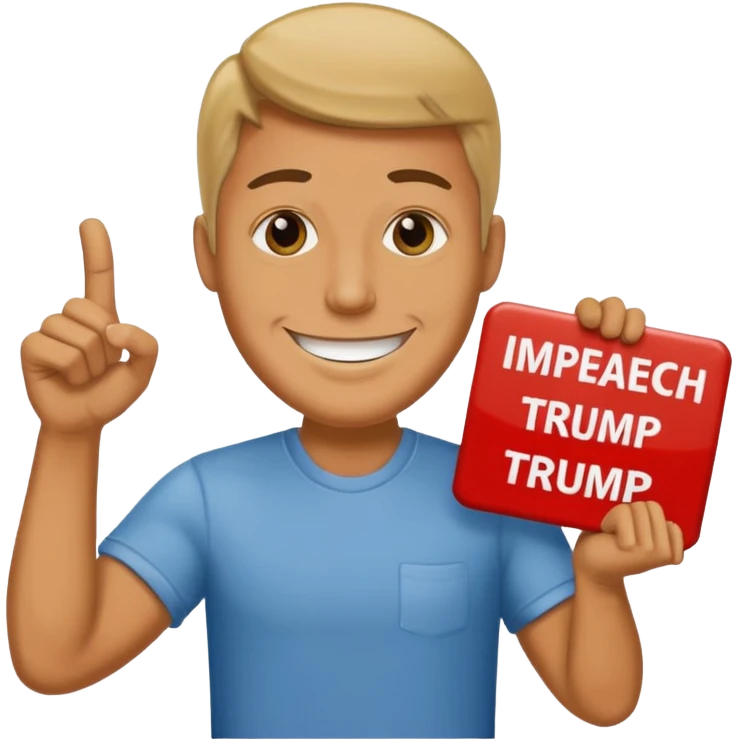 man holding sign that says impeach trump emoji