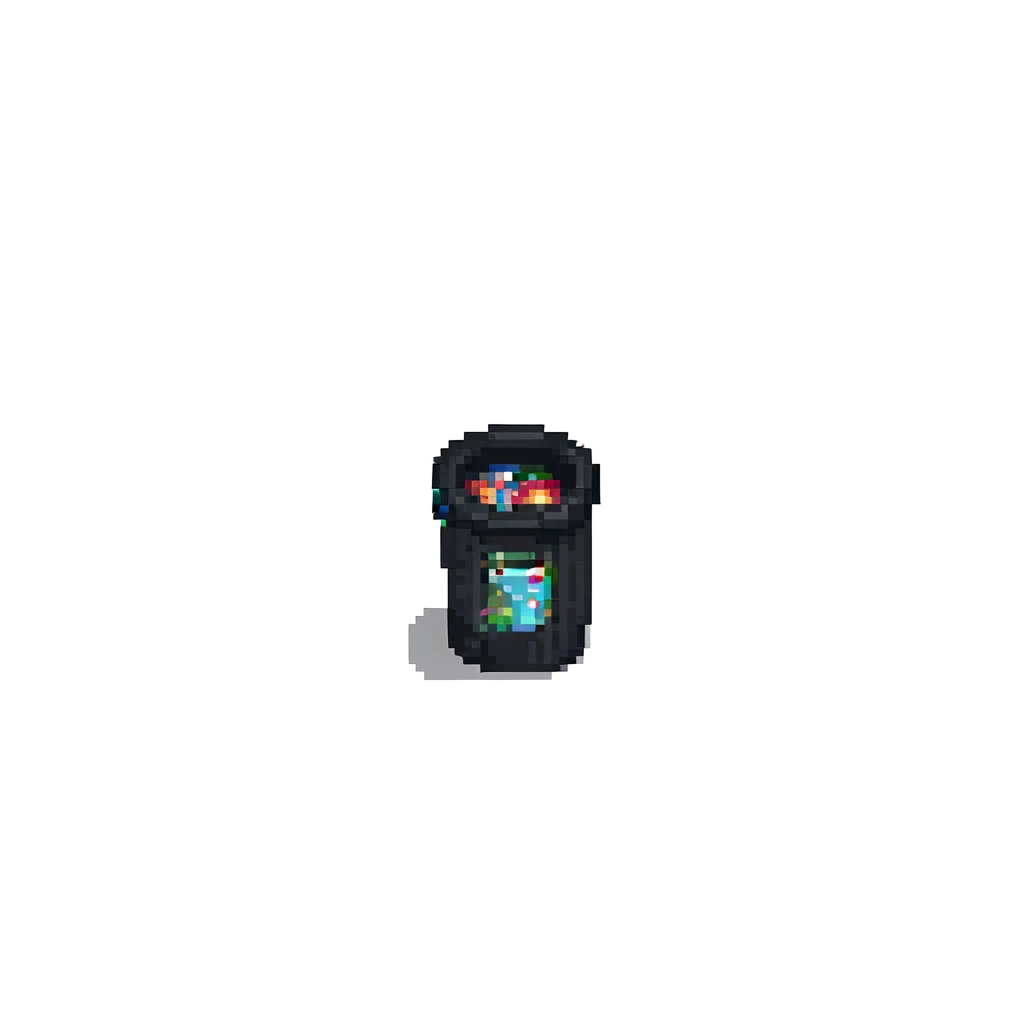 trash can pixel art style emoji