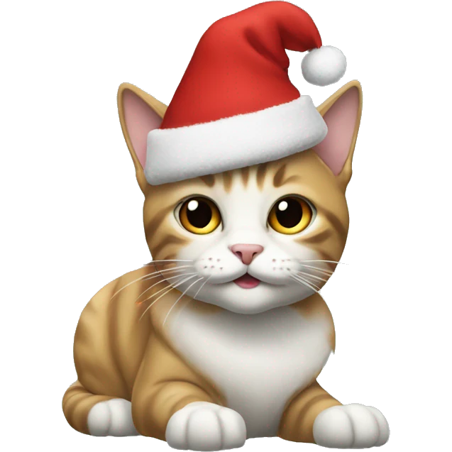 cat wearing santa hat with uggs on  emoji