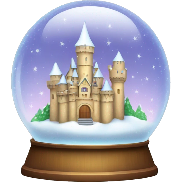 Sparkling snow globe with a castle emoji