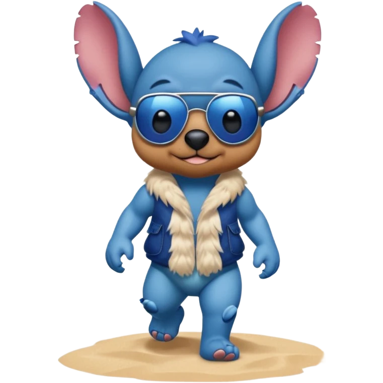 Stitch walking on the beach emoji