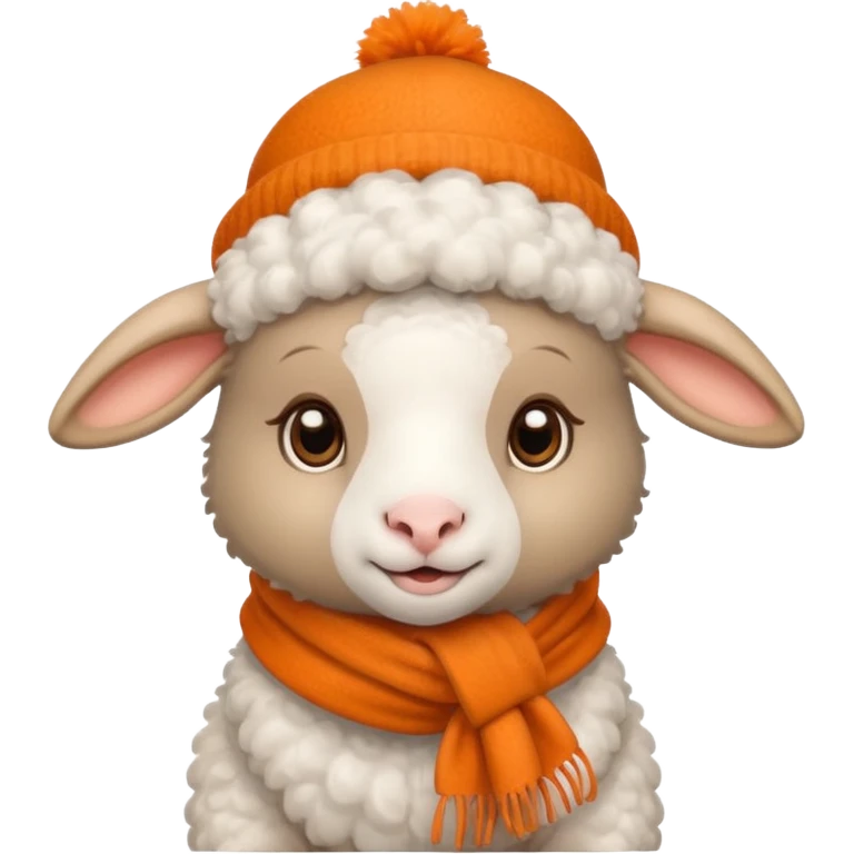 baby sheep with orange scarf and brown hat emoji