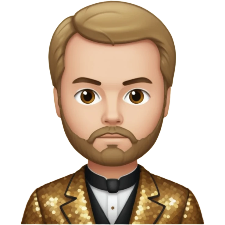 Paul Verlaine with dark blonde hair, bronze sequin outfit  emoji