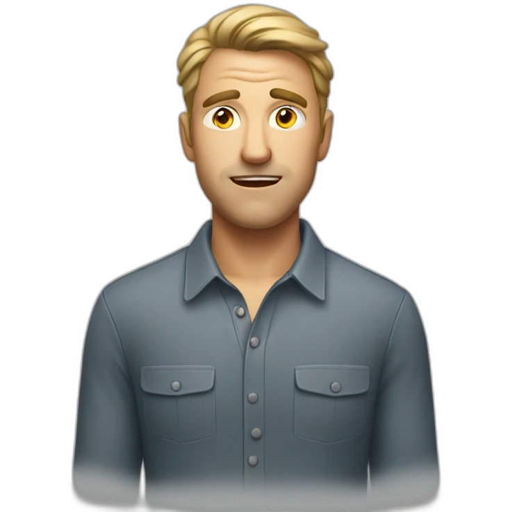 man in call with annoying face emoji