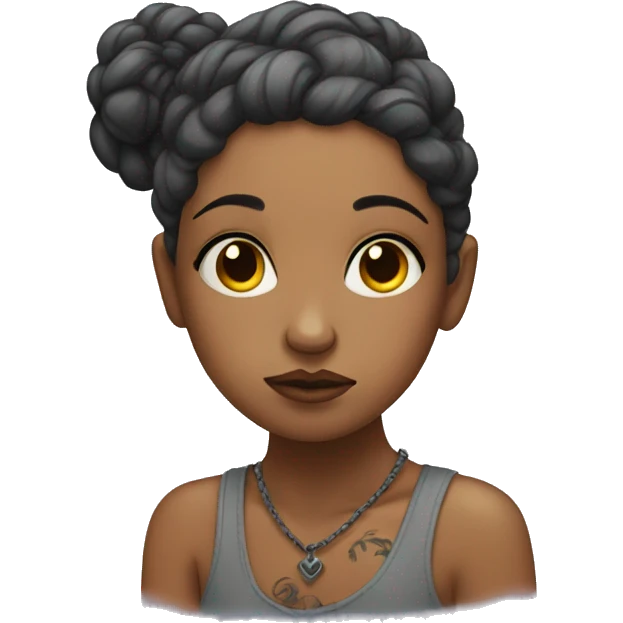 contemplative girl with tattoos emoji