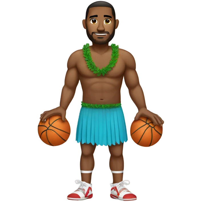 Basketball player wearing a hula skirt emoji