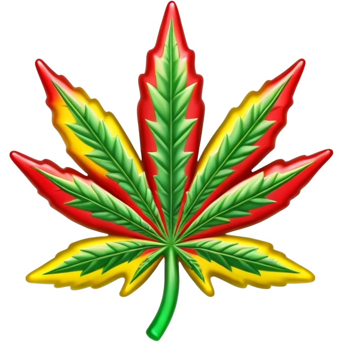 colorful shiny gusher gummy shaped like a cannabis leaf emoji