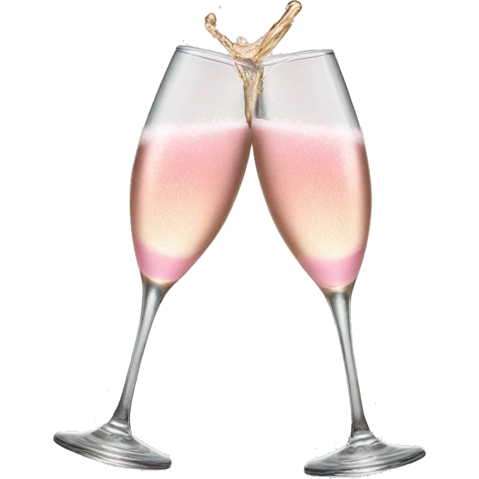 glasses of pastel pink champagne are smashing against each other emoji