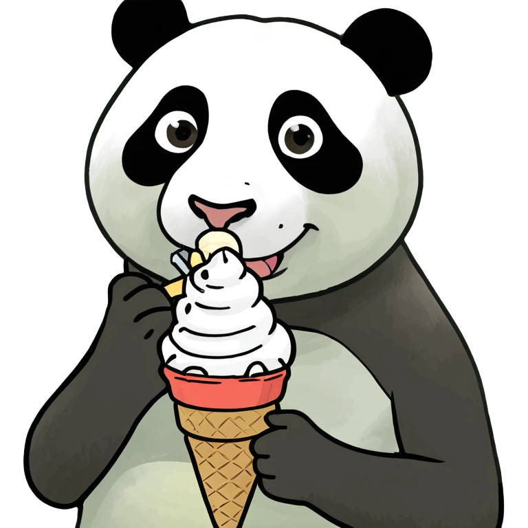 Panda eating ice cream emoji