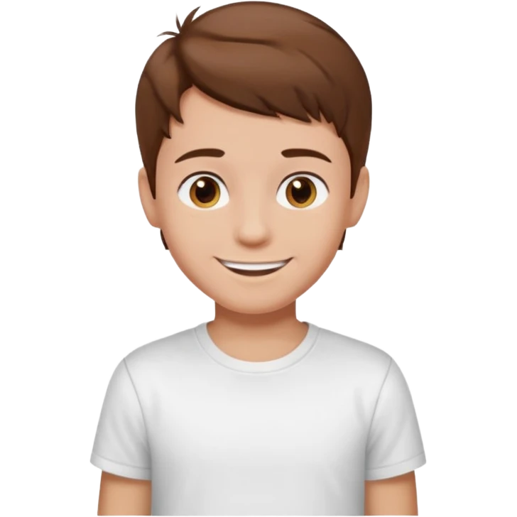 boy with brown hair in white T-shirt emoji