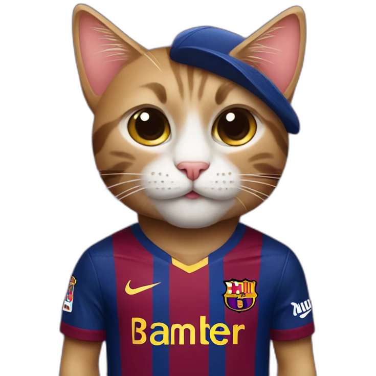 an fc barcelona dressed cat emoji