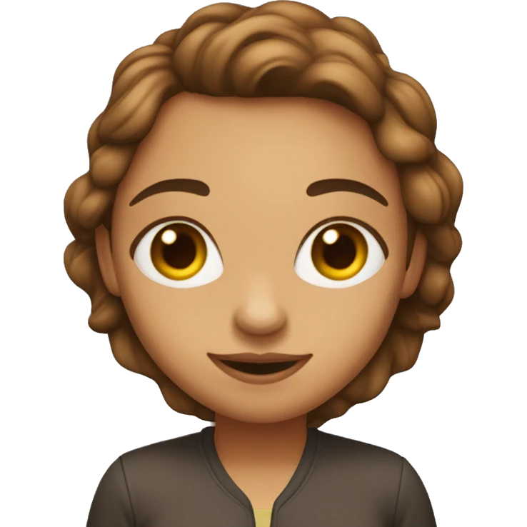 Una chica, con pelo castaño claro y ojos marrones emoji