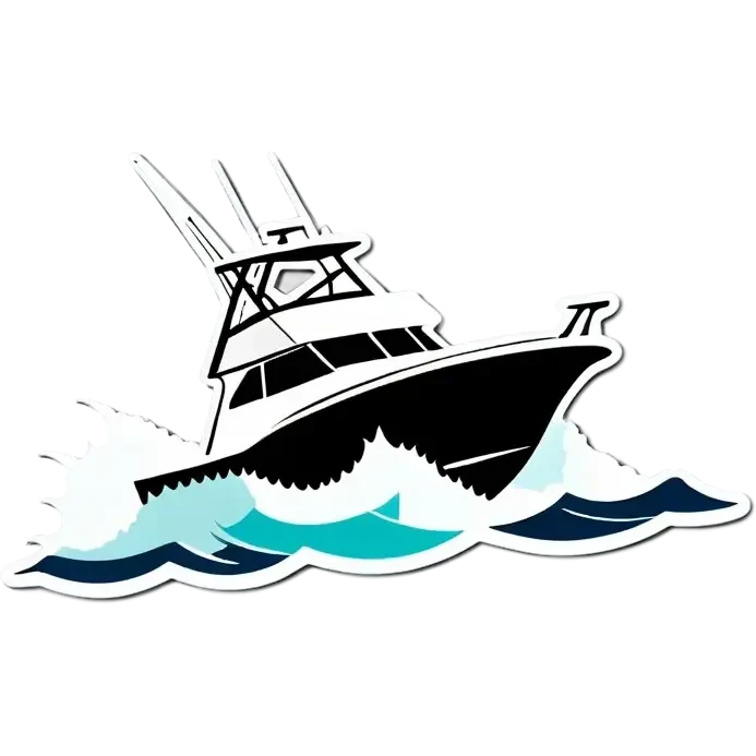 sport fishing boat over wave emoji