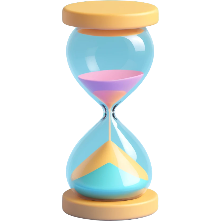 sweet 3D hourglass, rounded and soft, detailed shadows and highlights, pastel tones, delightful emoji-like look emoji