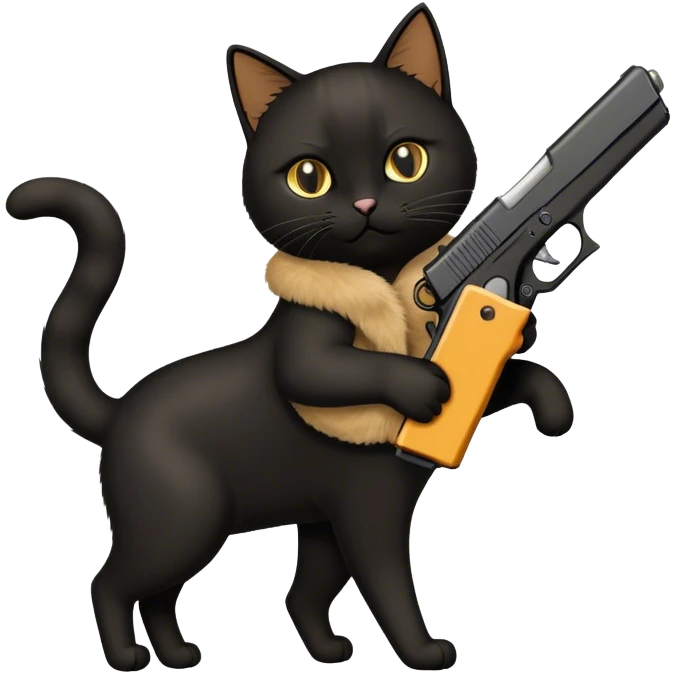 Black cat carrying a glock emoji